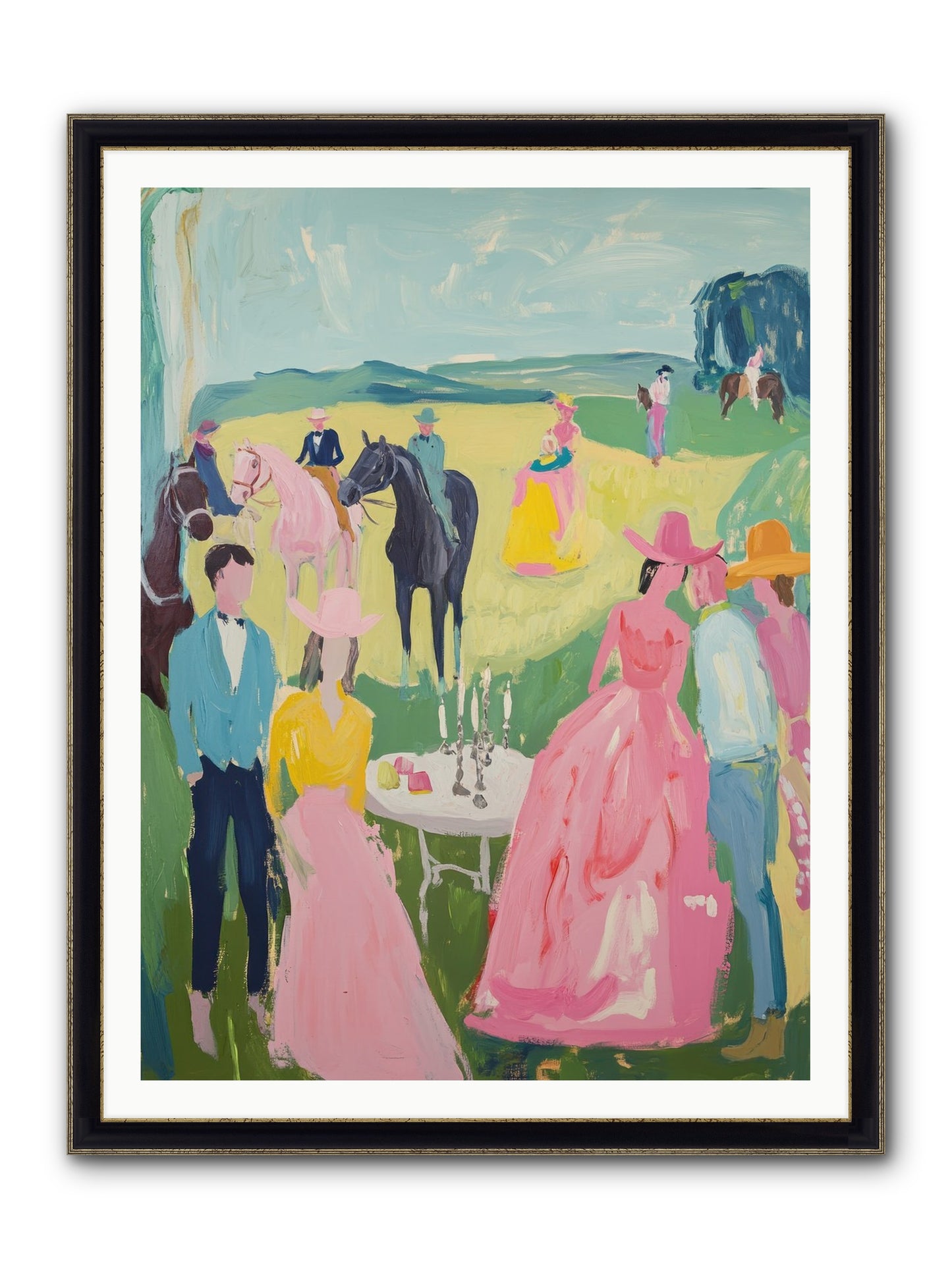 Wrangler's Waltz Framed Print - Black & Gold 36x48