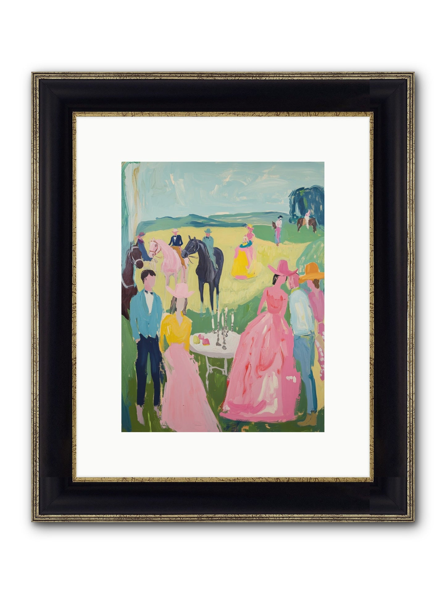 Wrangler's Waltz Framed Print - Black & Gold 9x12
