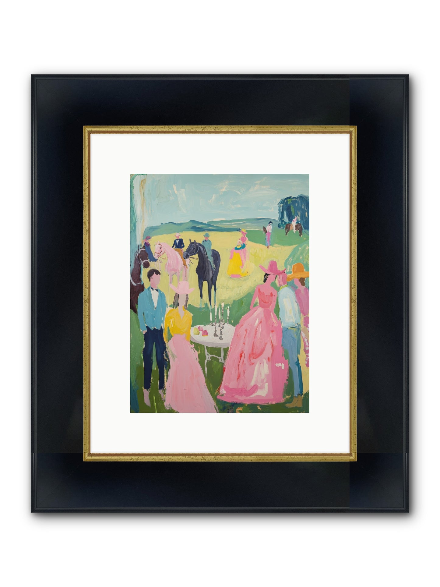 Wrangler's Waltz Framed Print - Wide Black w/Gold 9x12