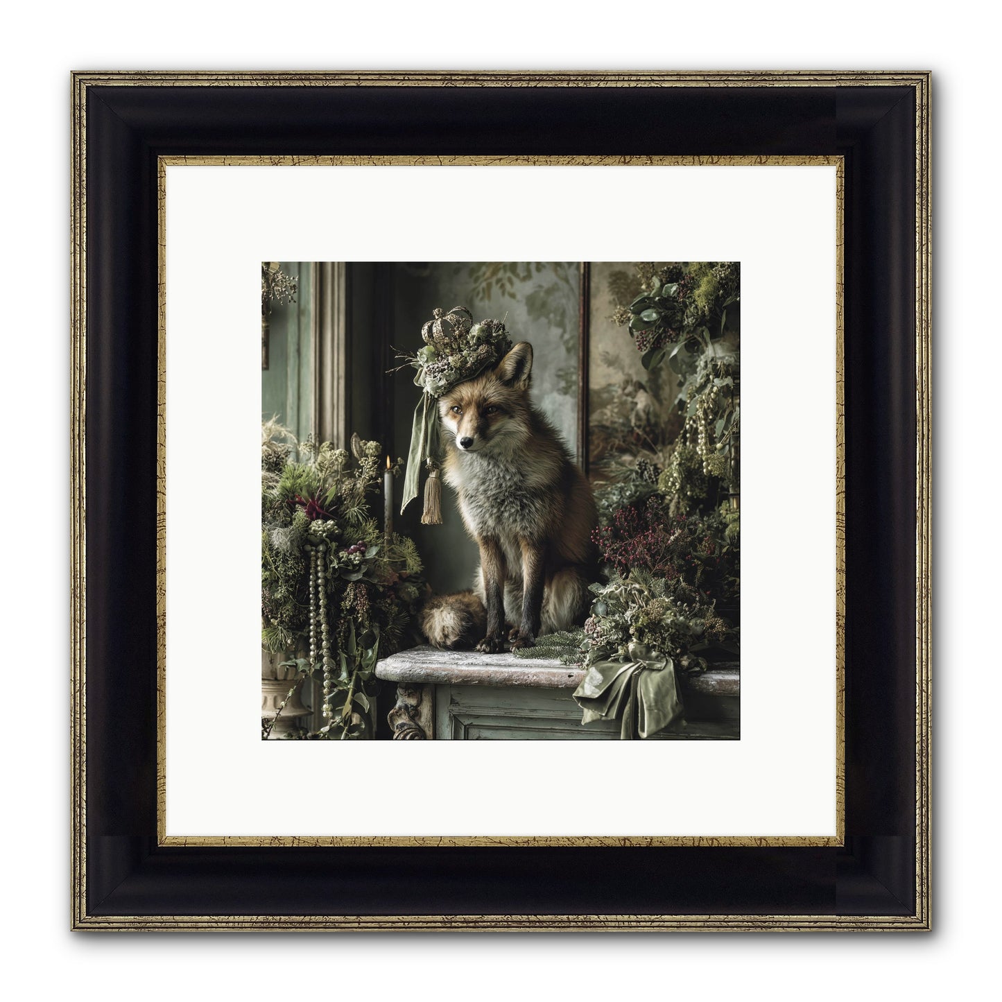 Wrapped In Moonlight Framed Print - Black & Gold 10x10