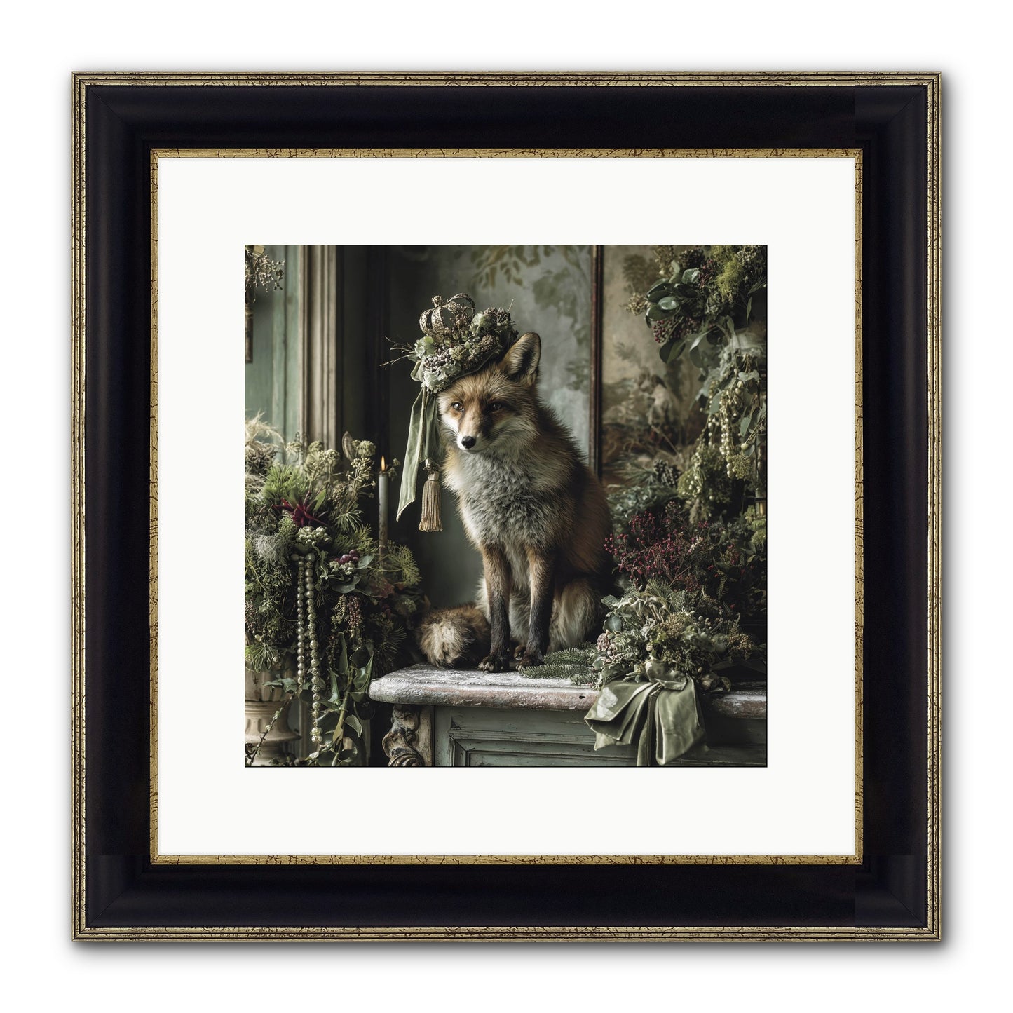 Wrapped In Moonlight Framed Print - Black & Gold 12x12