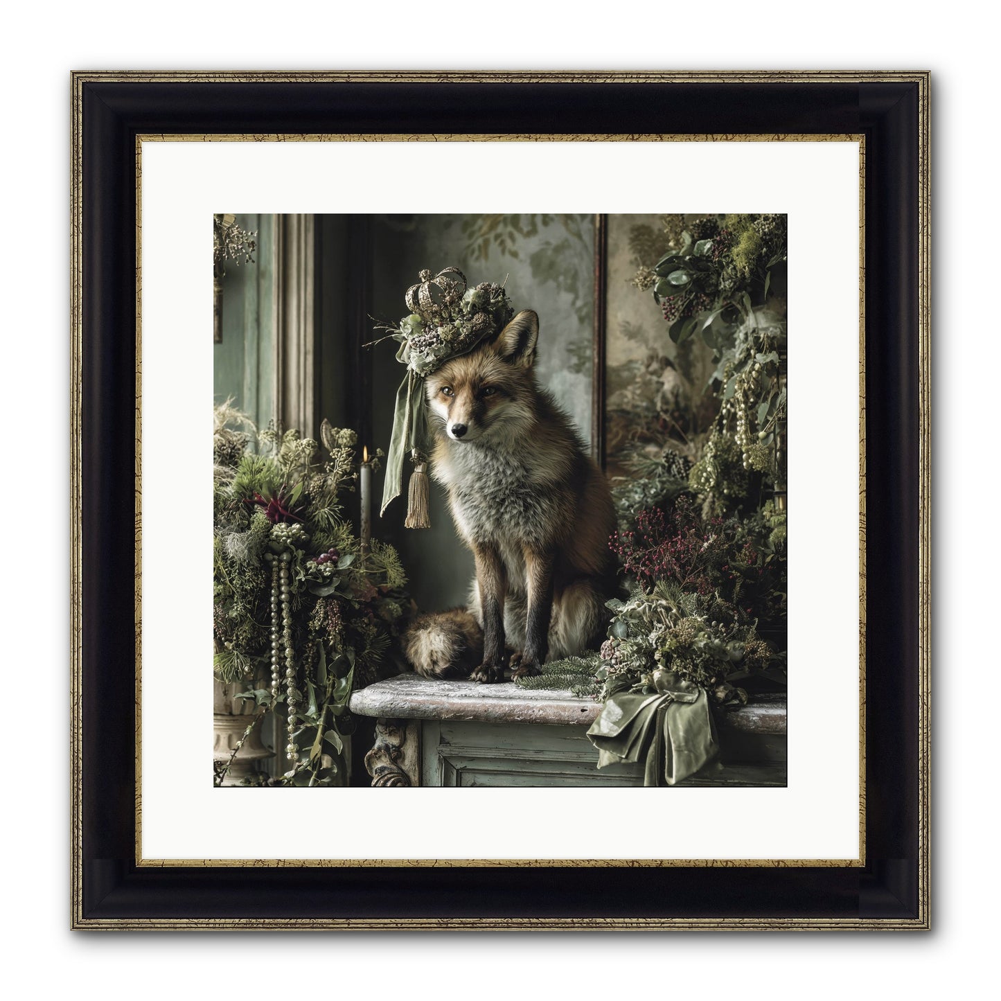 Wrapped In Moonlight Framed Print - Black & Gold 16x16