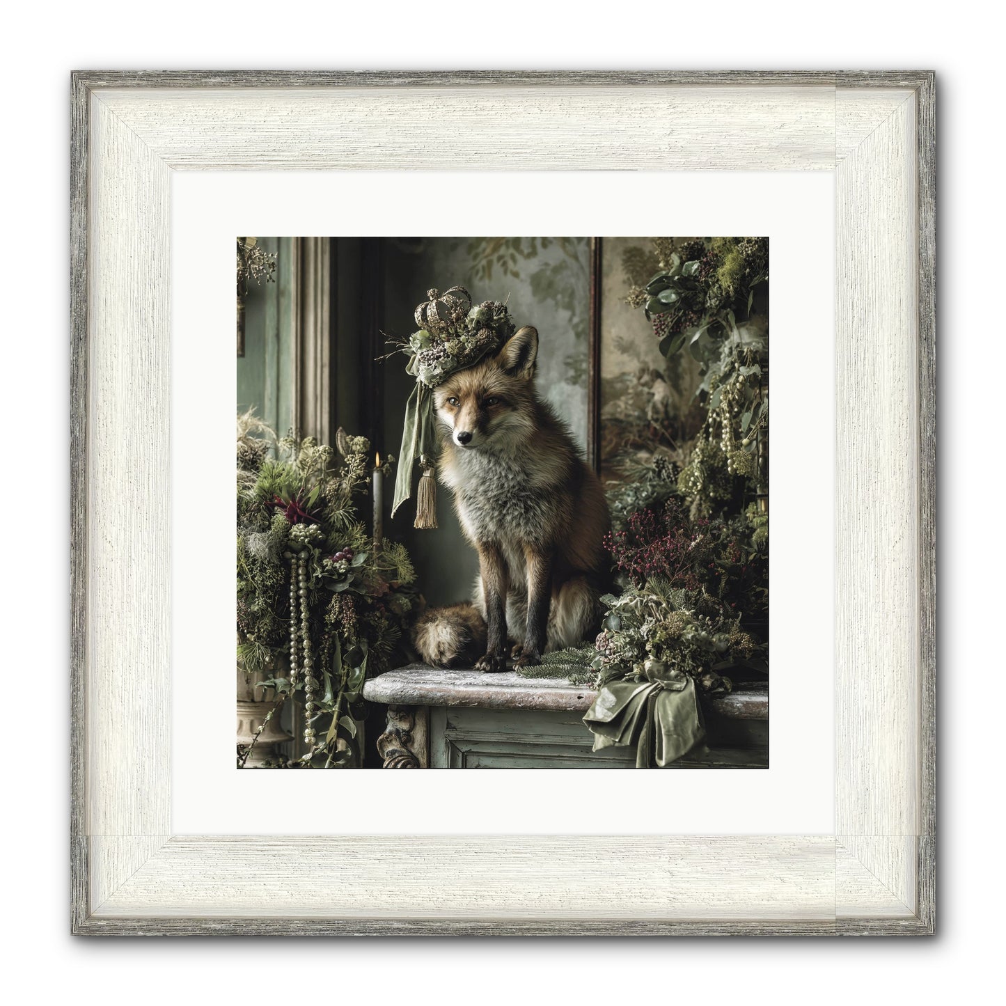Wrapped In Moonlight Framed Print - Driftwood White 16x16