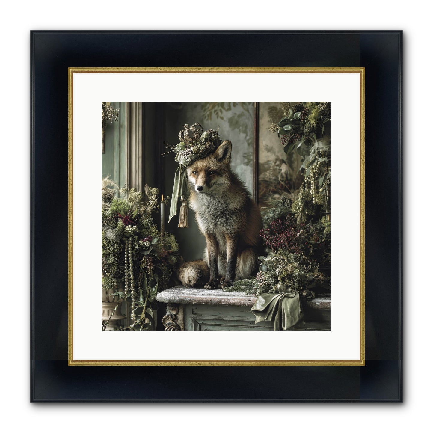 Wrapped In Moonlight Framed Print - Wide Black w/Gold 16x16