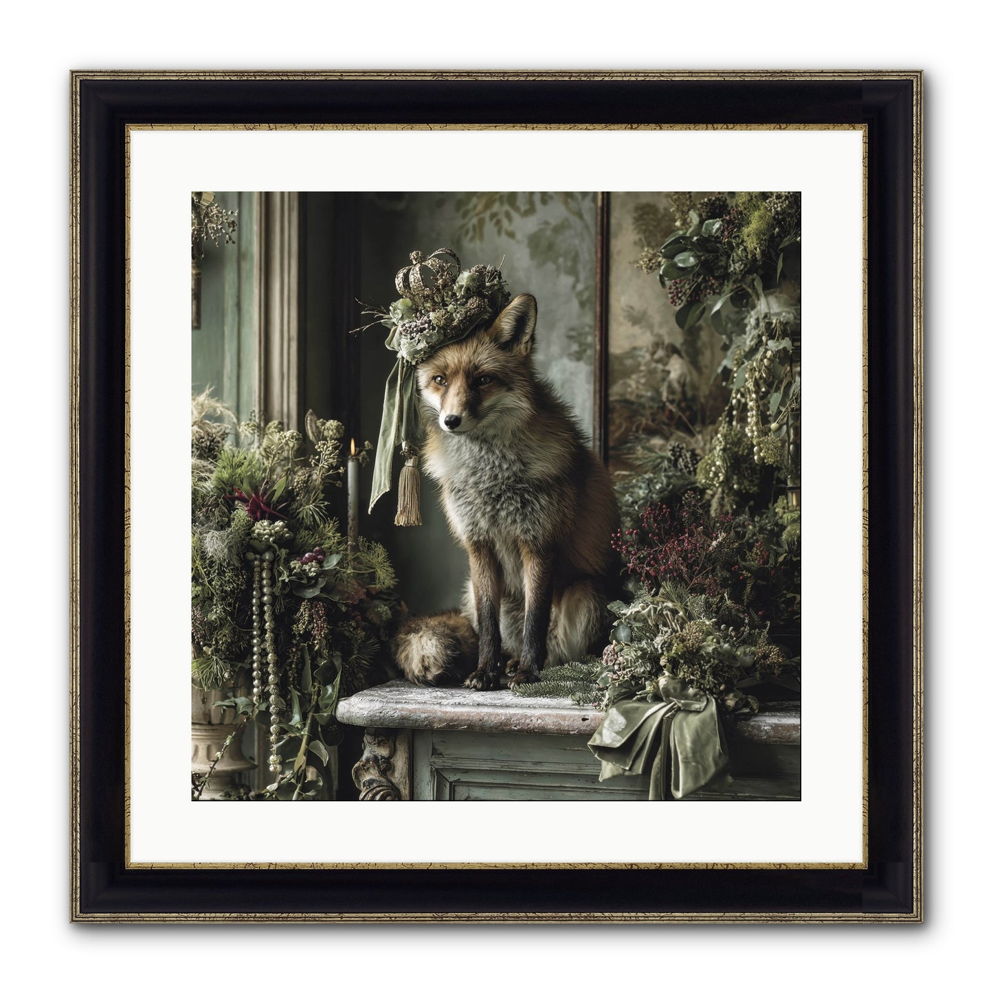 Wrapped In Moonlight Framed Print - Black & Gold 20x20