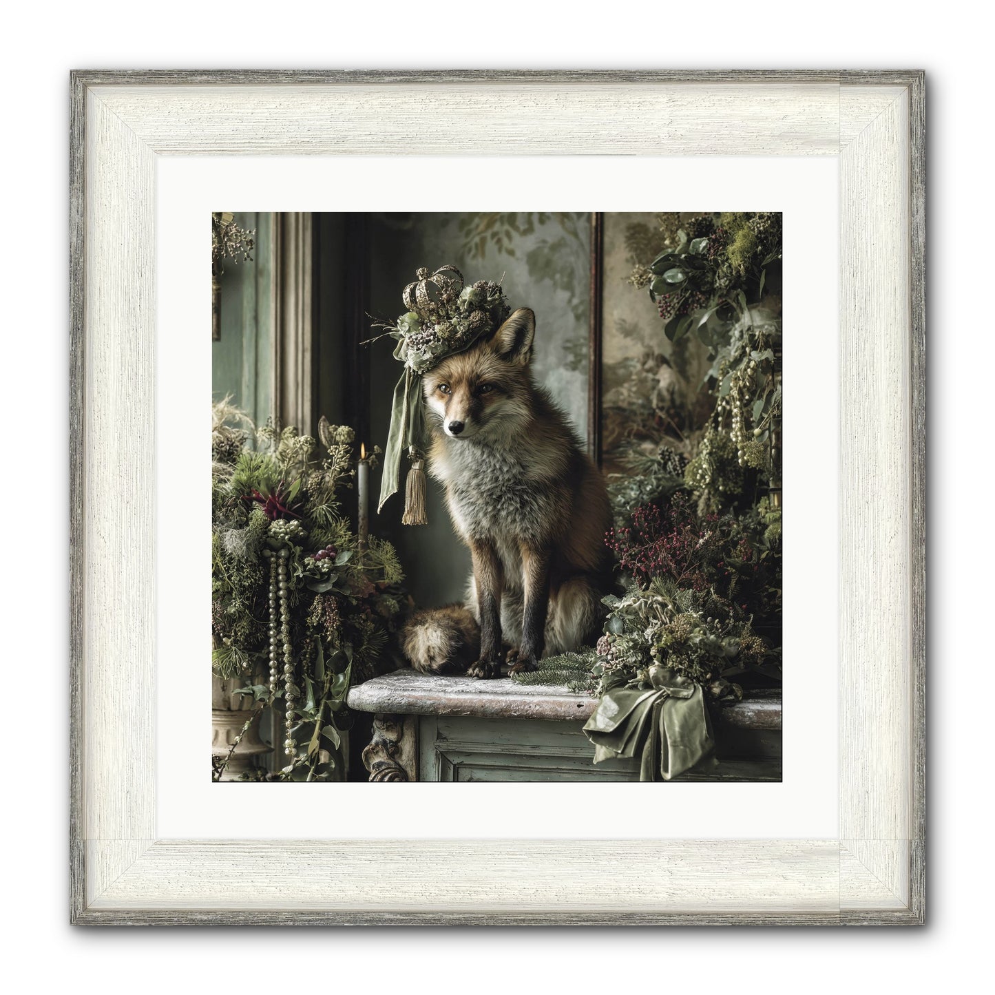 Wrapped In Moonlight Framed Print - Driftwood White 20x20