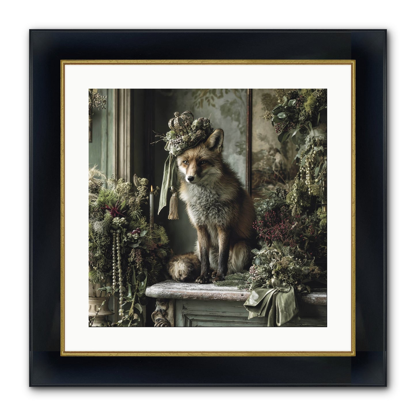 Wrapped In Moonlight Framed Print - Wide Black w/Gold 20x20