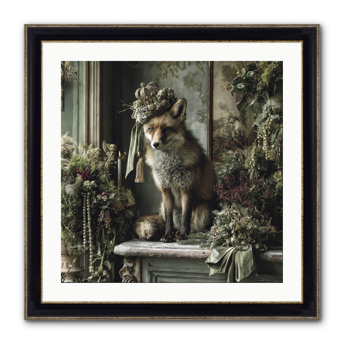 Wrapped In Moonlight Framed Print - Black & Gold 24x24