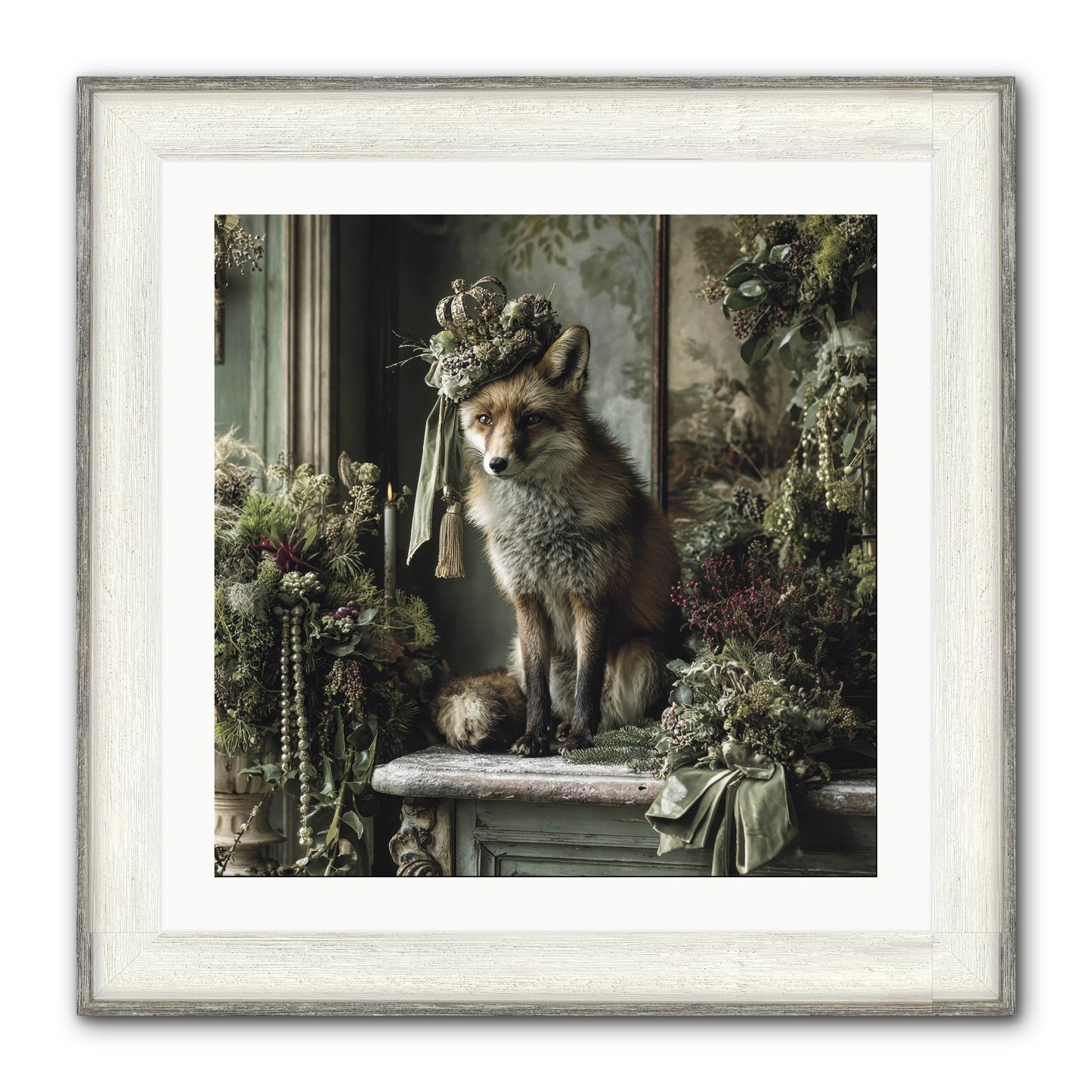 Wrapped In Moonlight Framed Print - Driftwood White 24x24