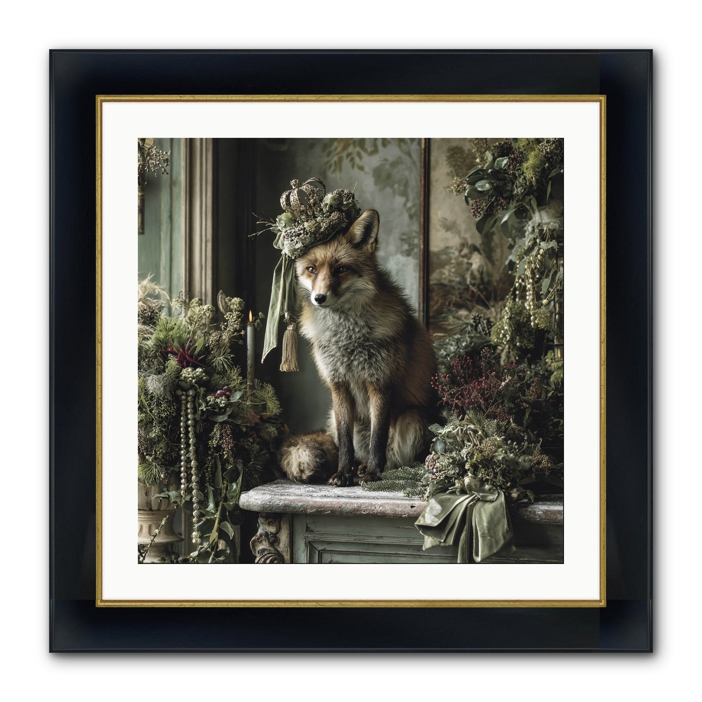 Wrapped In Moonlight Framed Print - Wide Black w/Gold 24x24