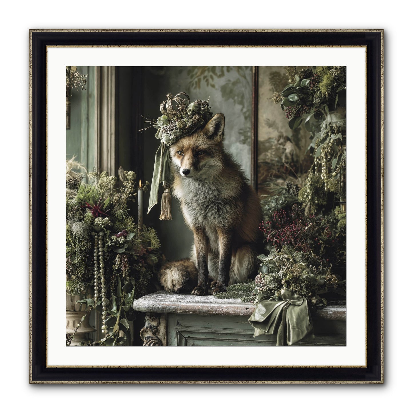 Wrapped In Moonlight Framed Print - Black & Gold 30x30