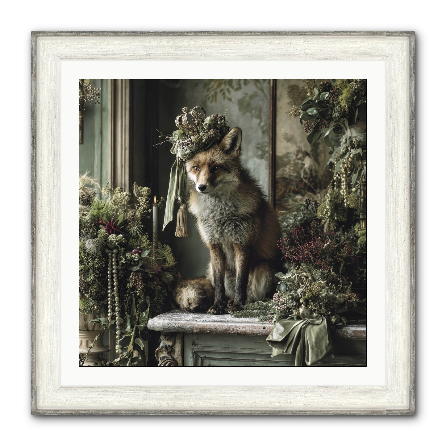 Wrapped In Moonlight Framed Print - Driftwood White 30x30