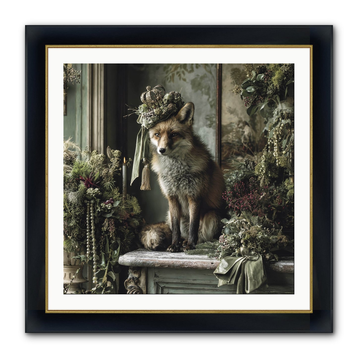 Wrapped In Moonlight Framed Print - Wide Black w/Gold 30x30