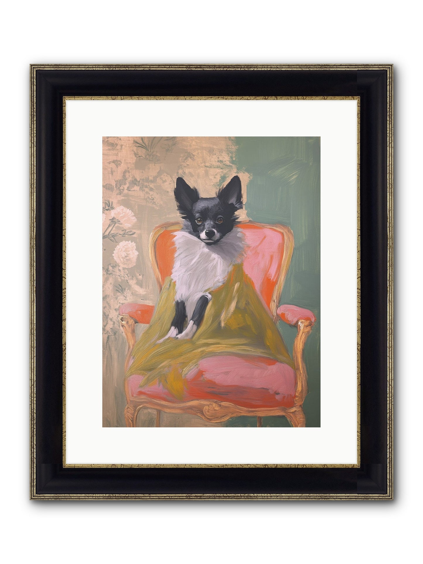 Wren Framed Print - Black & Gold 12x16
