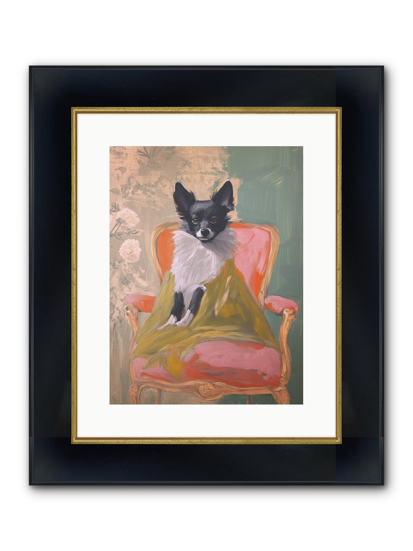 Wren Framed Print - Wide Black w/Gold 12x16