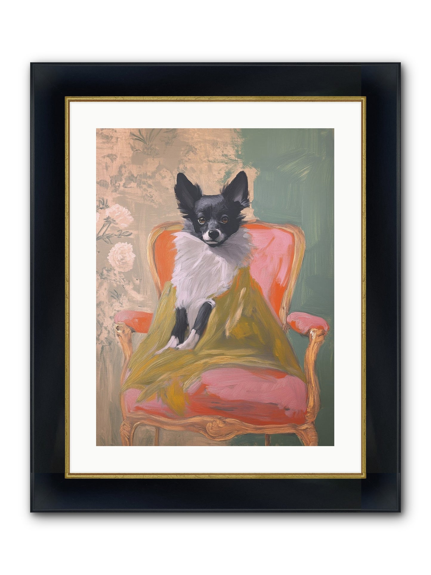 Wren Framed Print - Wide Black w/Gold 18x24