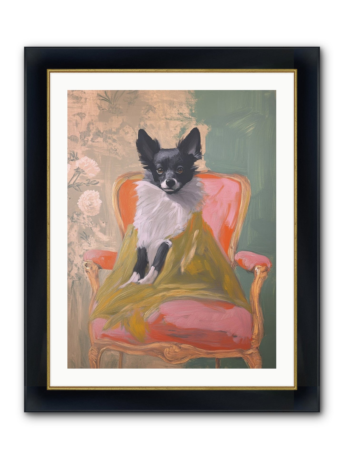 Wren Framed Print - Wide Black w/Gold 24x32