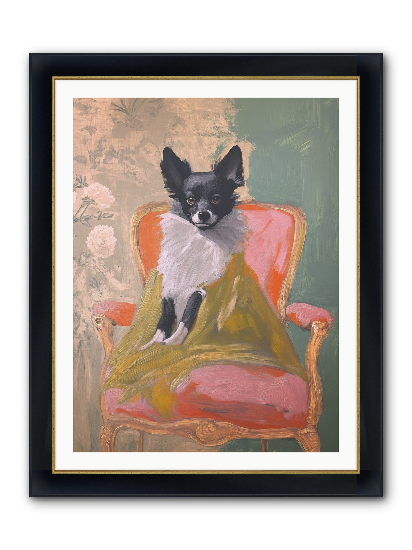 Wren Framed Print - Wide Black w/Gold 30x40