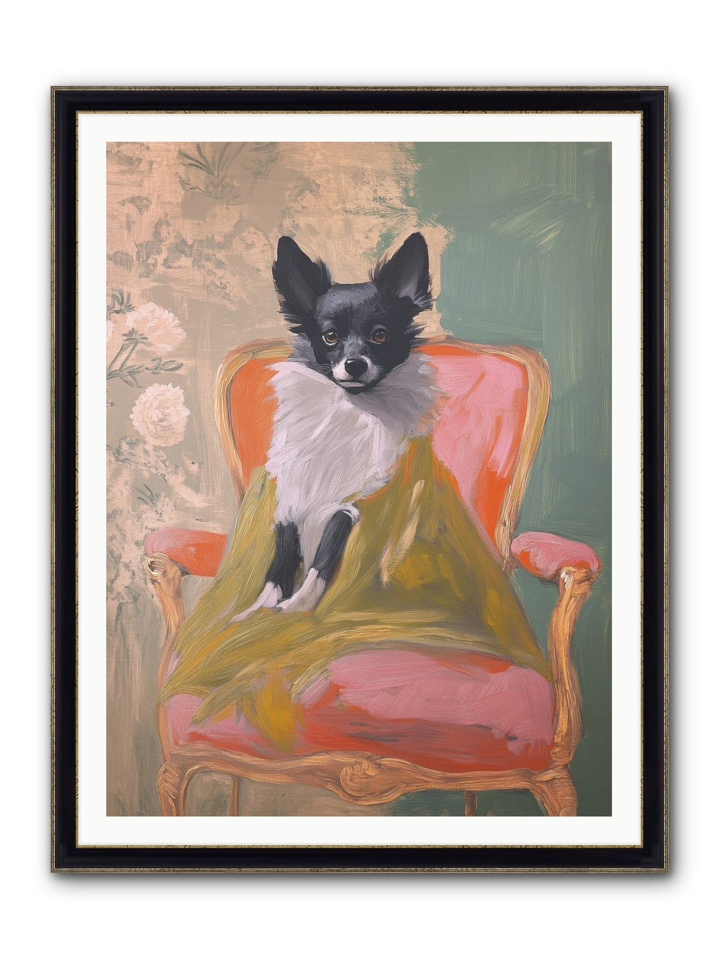 Wren Framed Print - Black & Gold 36x48