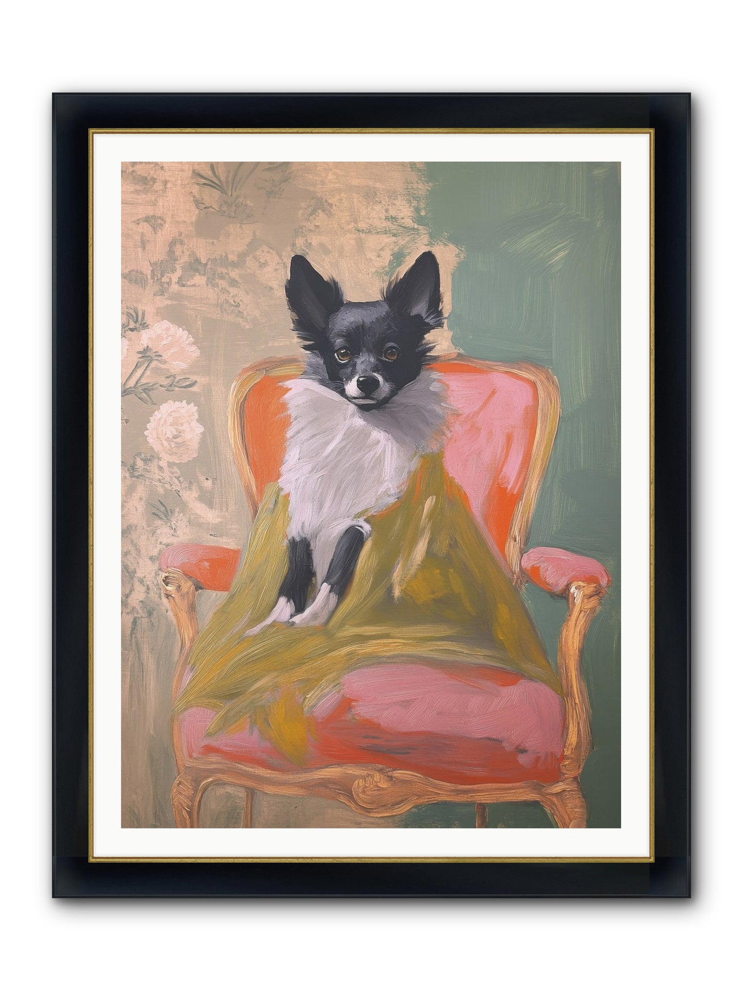 Wren Framed Print - Wide Black w/Gold 36x48
