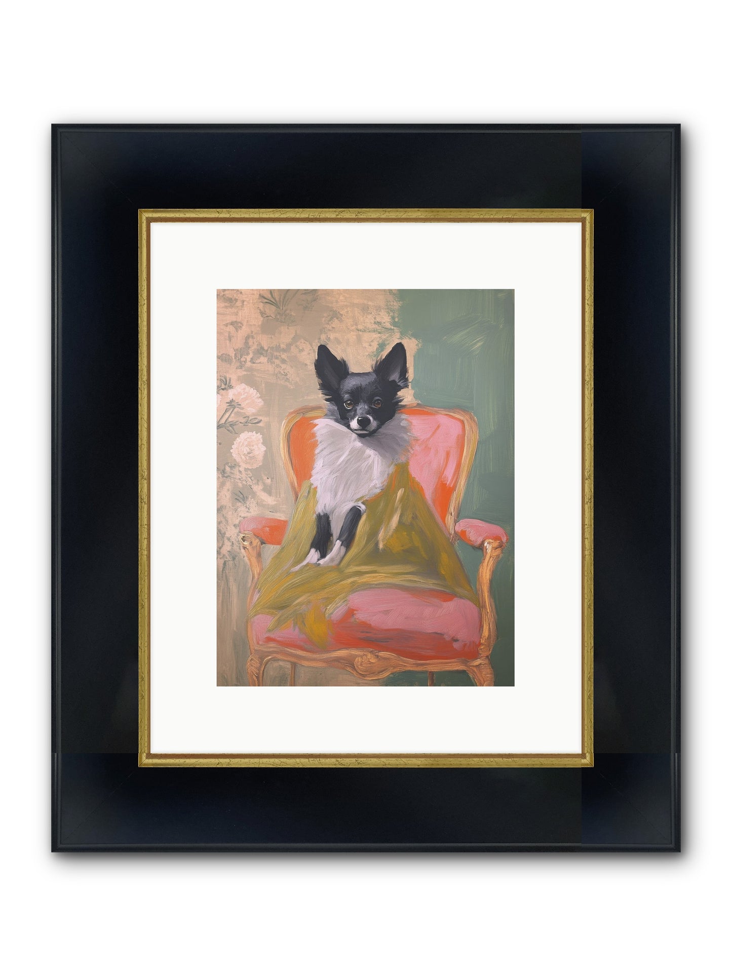 Wren Framed Print - Wide Black w/Gold 9x12