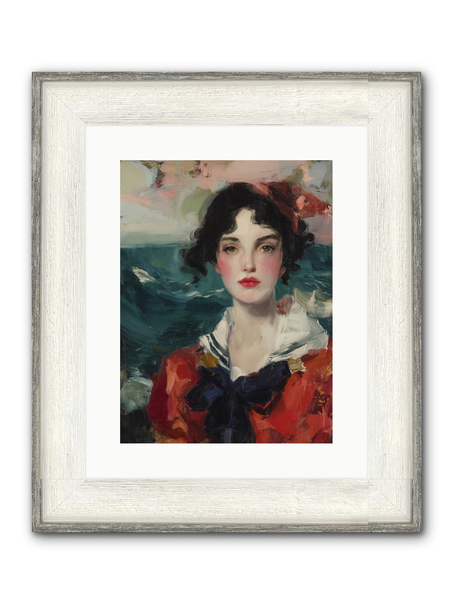 Written In Her Stare Framed Print - Driftwood White 12x16