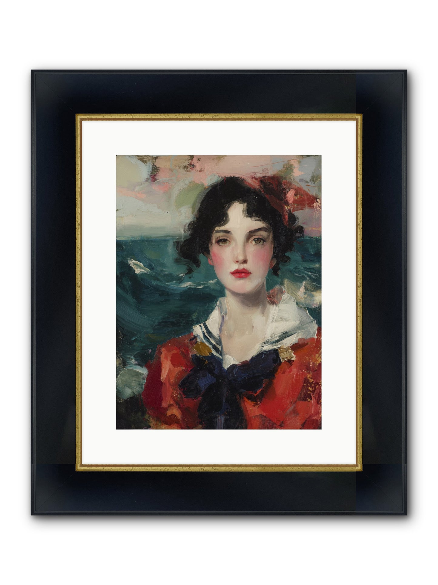Written In Her Stare Framed Print - Wide Black w/Gold 12x16