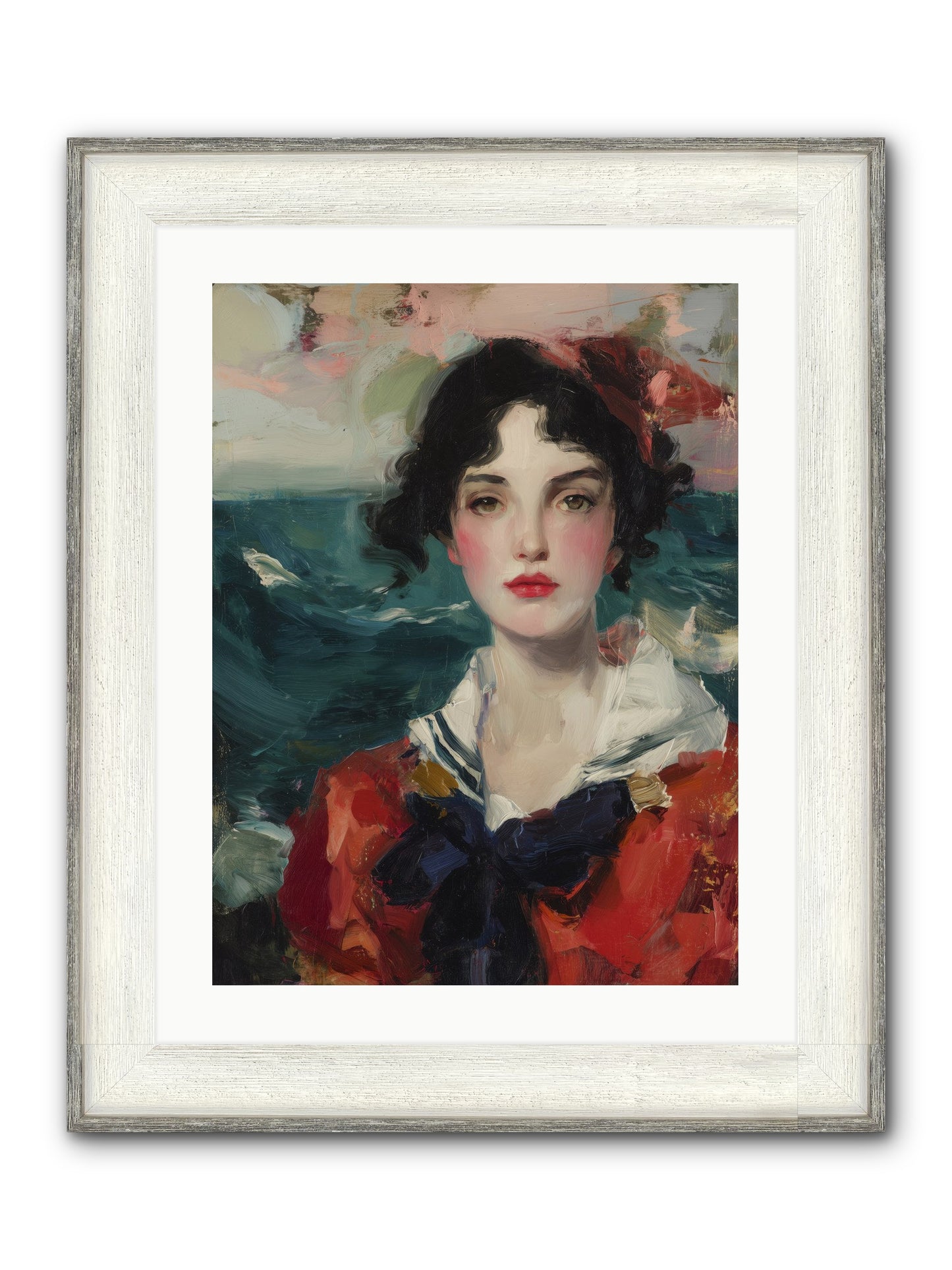 Written In Her Stare Framed Print - Driftwood White 18x24