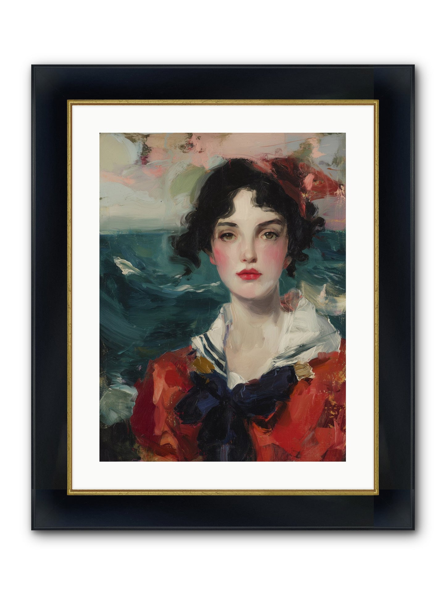 Written In Her Stare Framed Print - Wide Black w/Gold 18x24