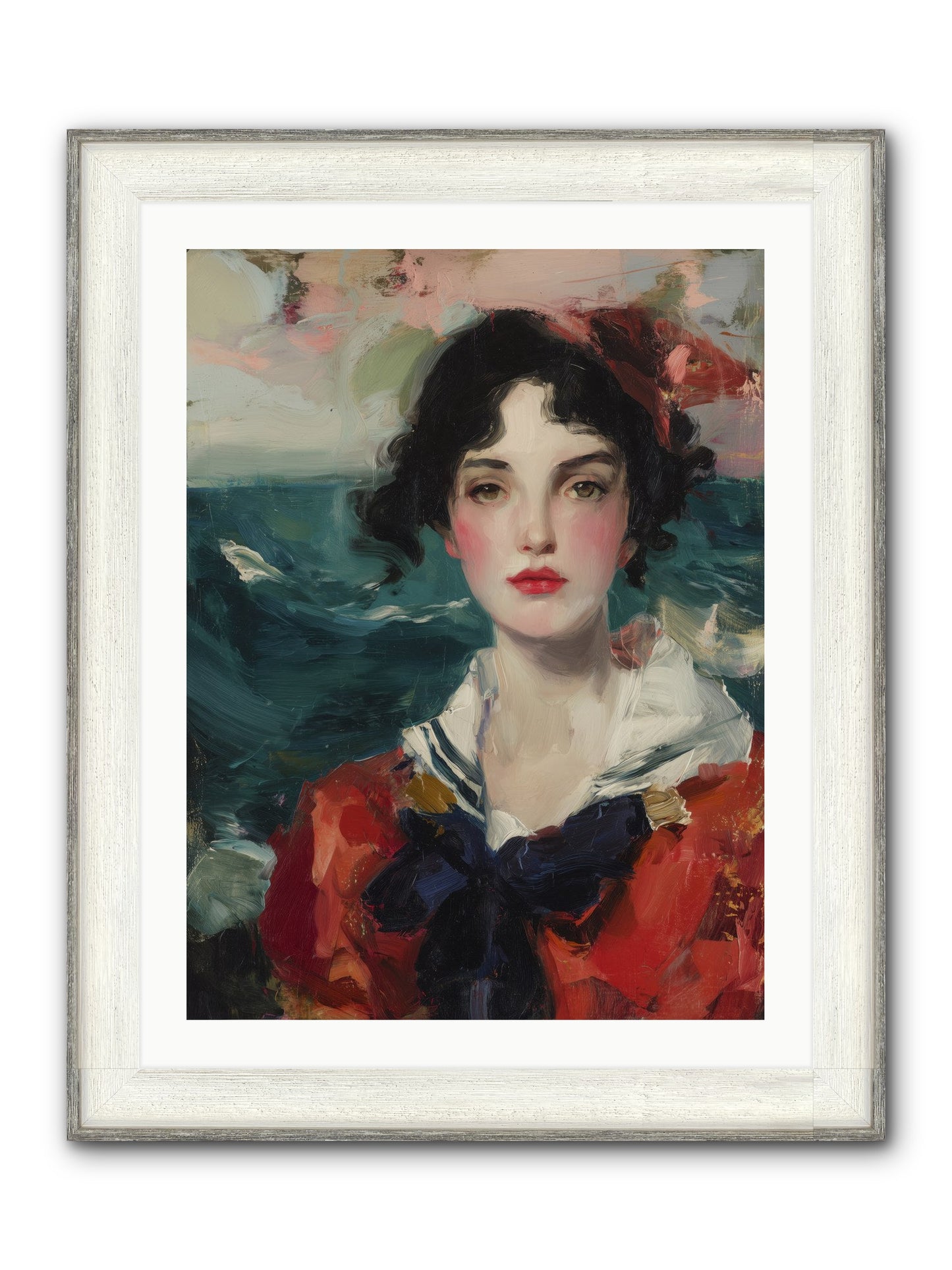 Written In Her Stare Framed Print - Driftwood White 24x32