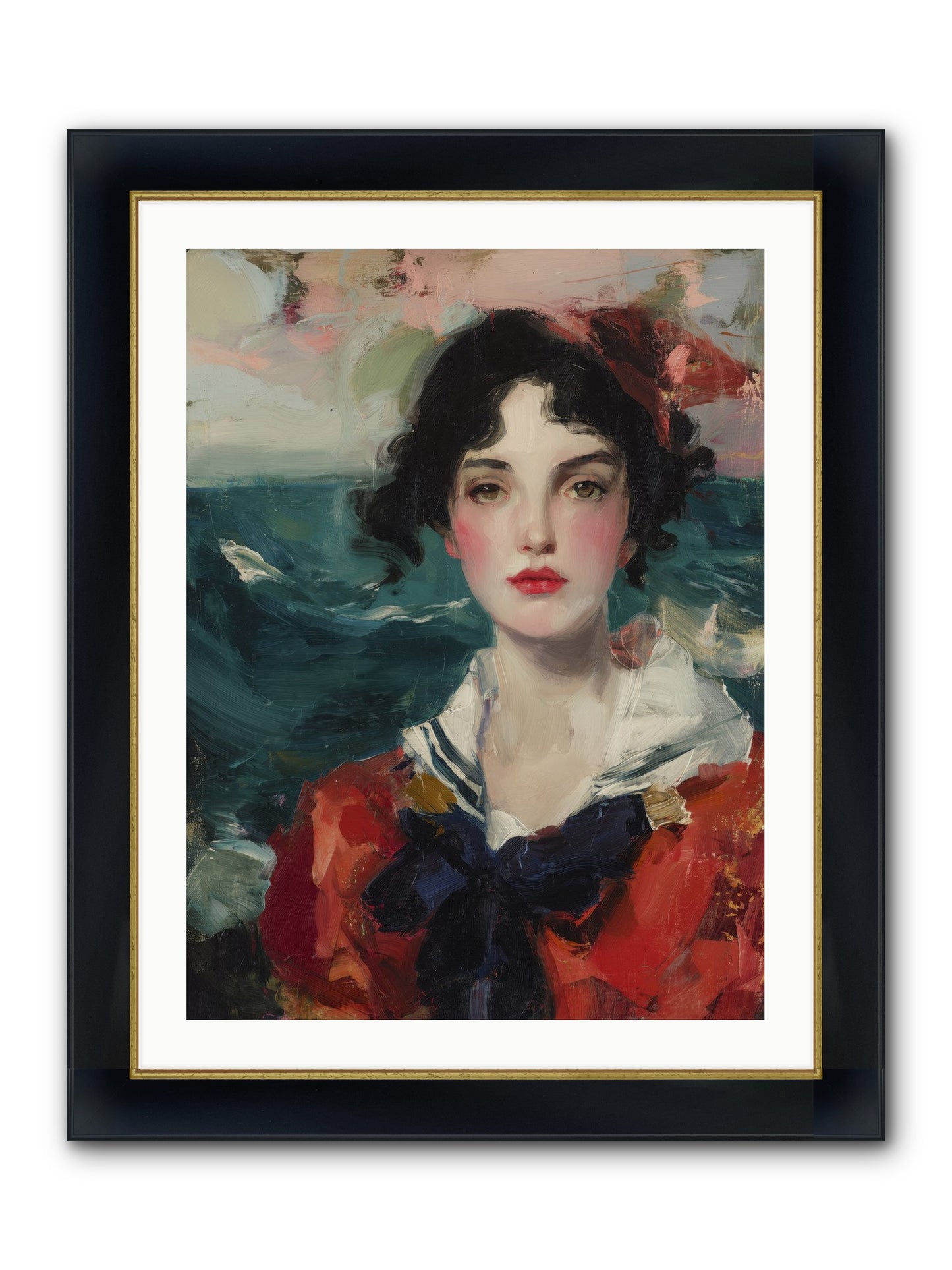 Written In Her Stare Framed Print - Wide Black w/Gold 24x32