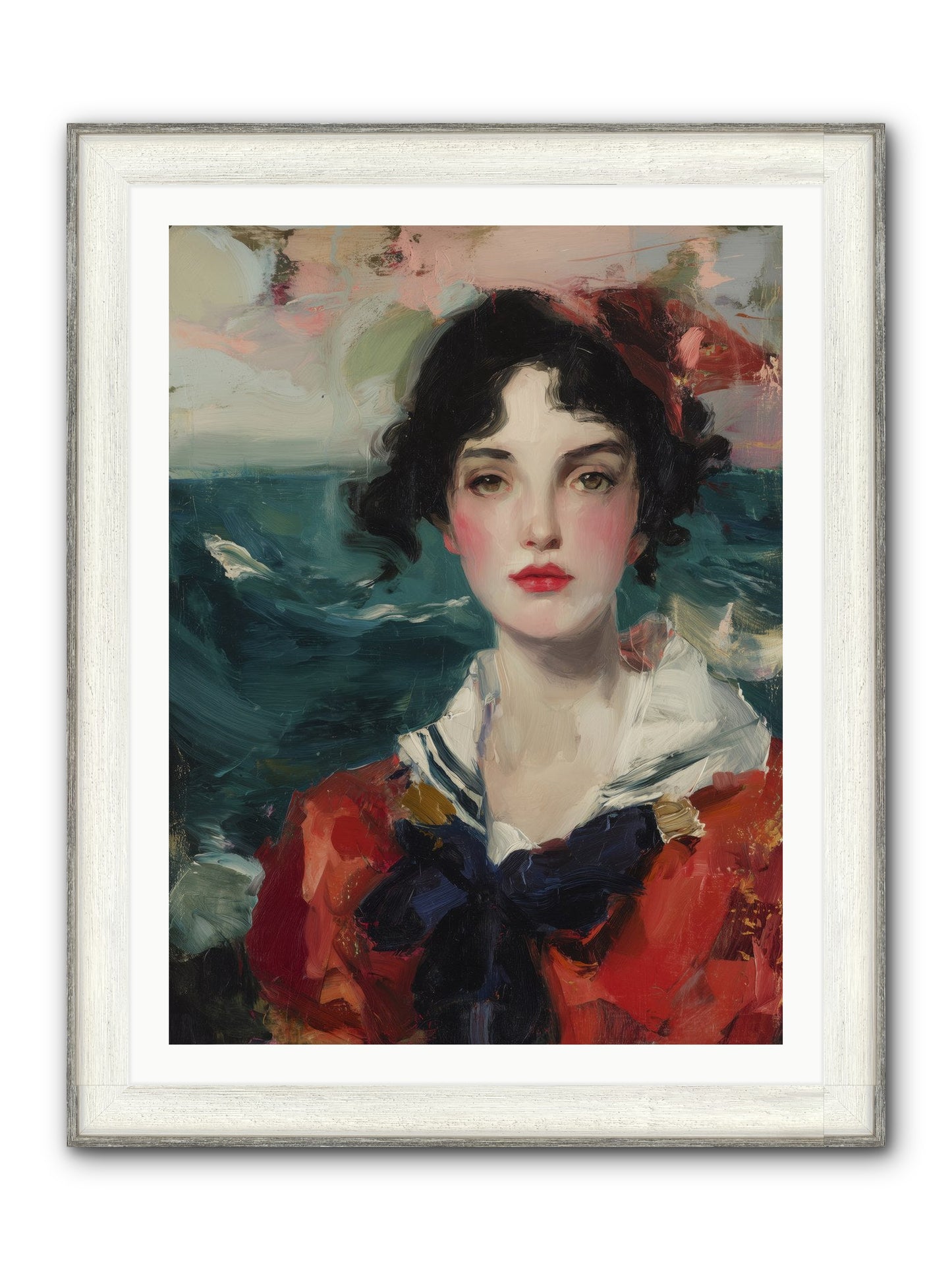 Written In Her Stare Framed Print - Driftwood White 30x40