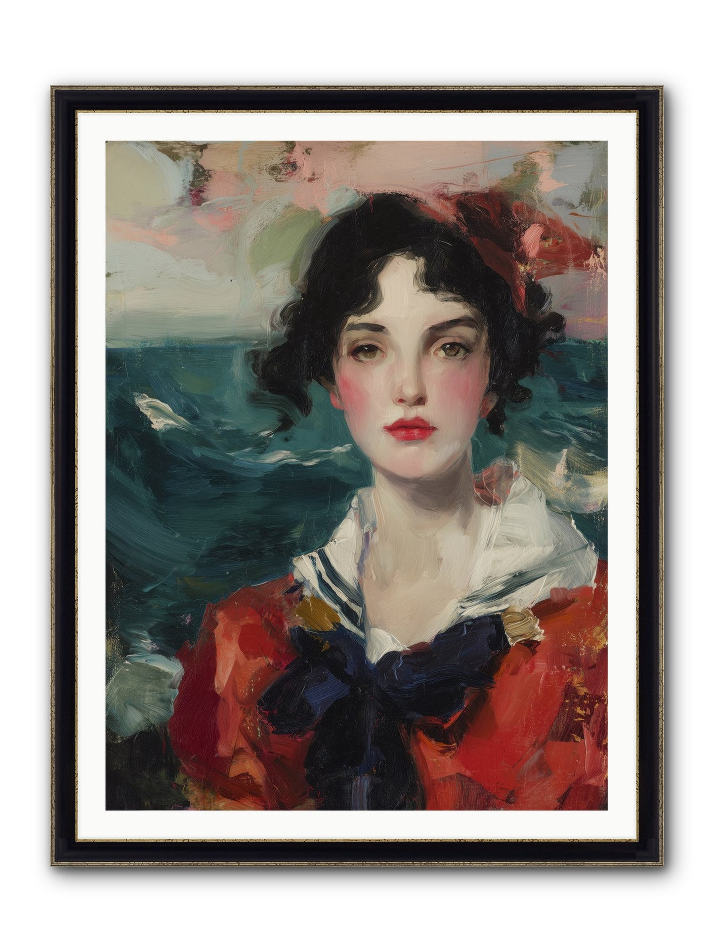 Written In Her Stare Framed Print - Black & Gold 36x48