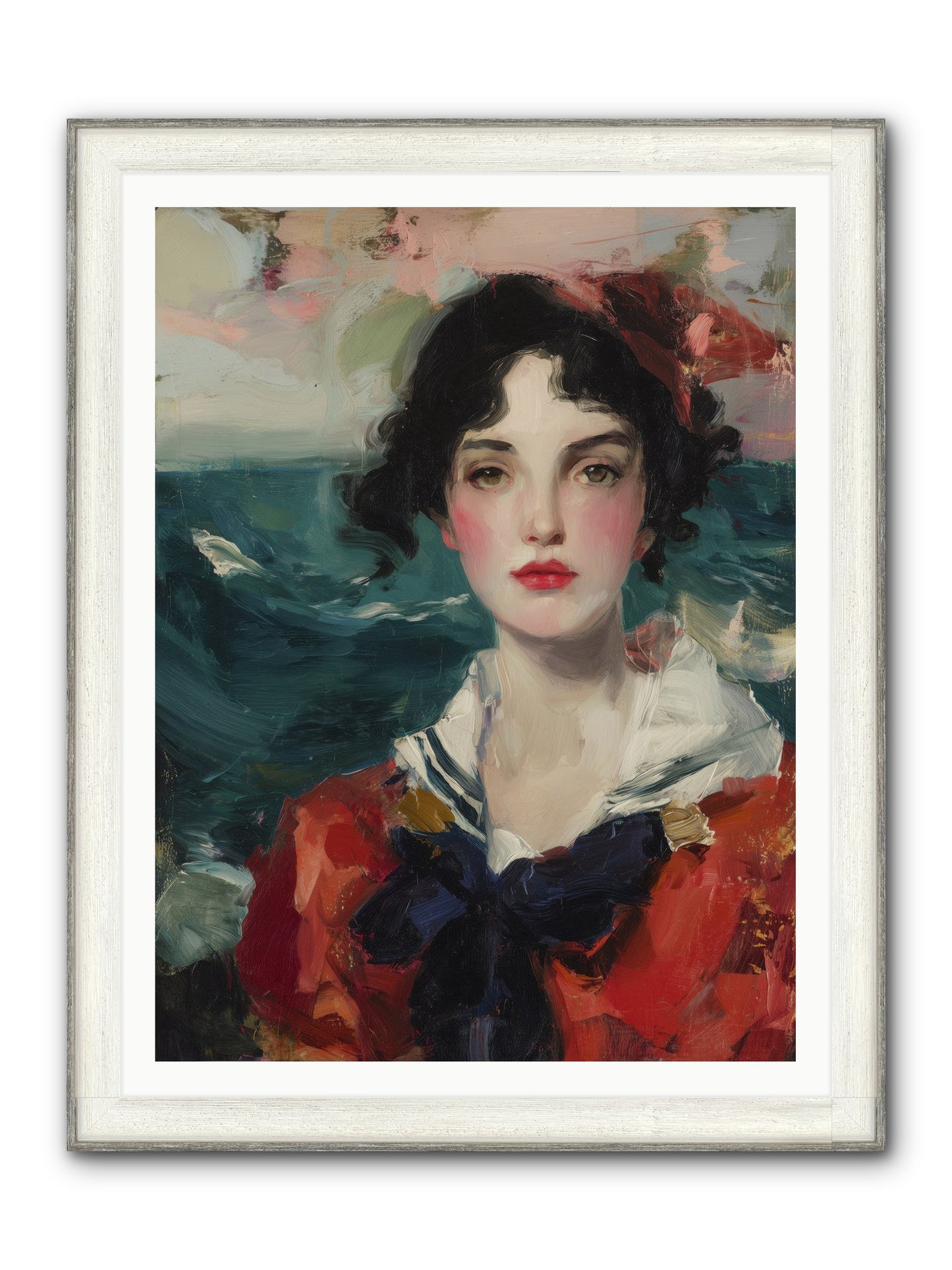 Written In Her Stare Framed Print - Driftwood White 36x48