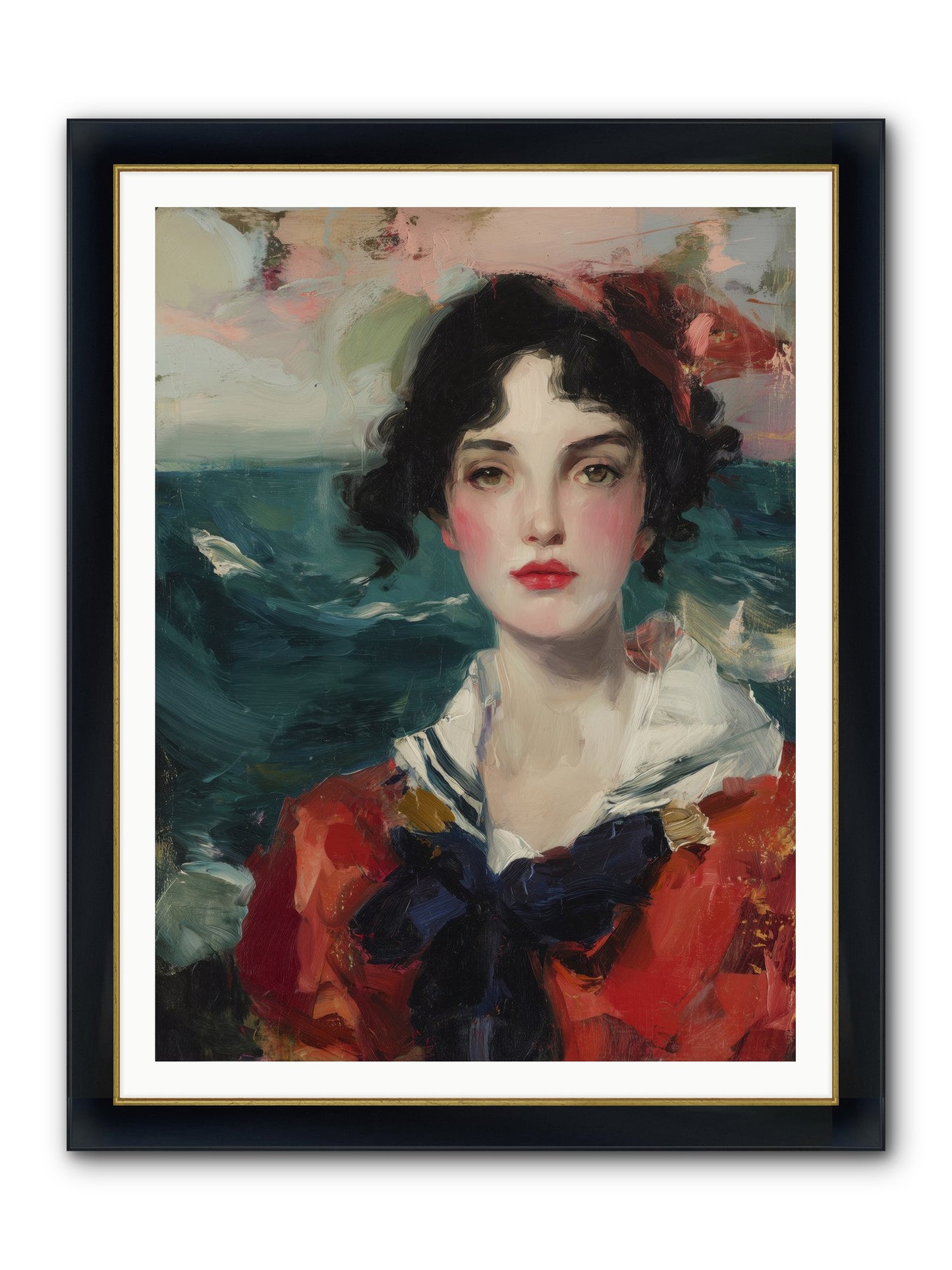 Written In Her Stare Framed Print - Wide Black w/Gold 36x48