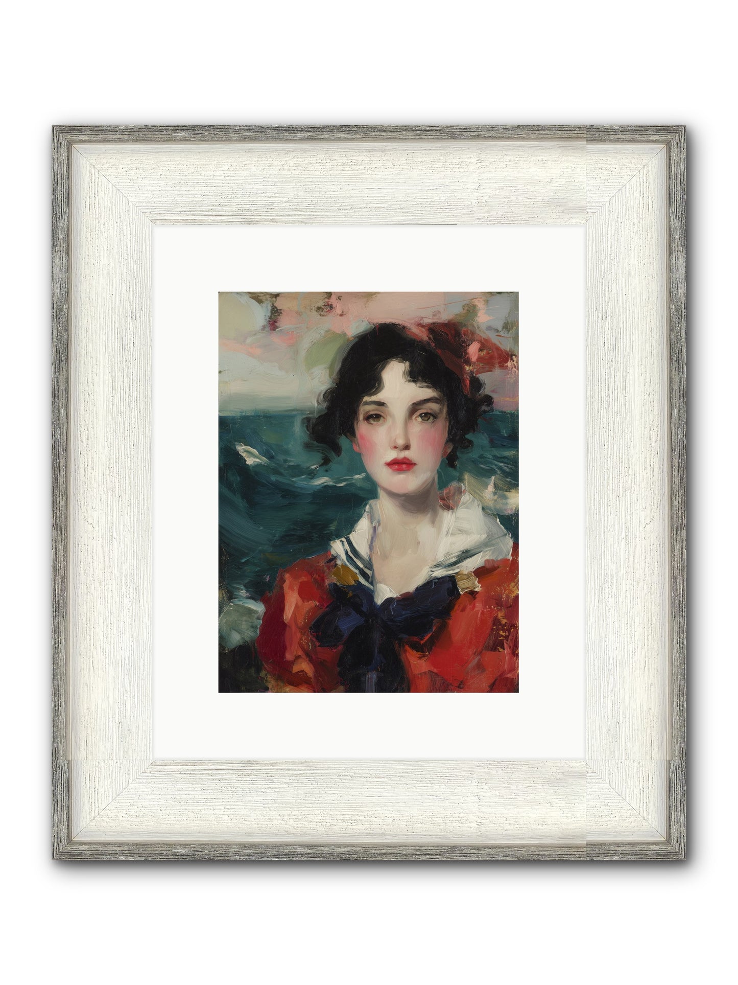 Written In Her Stare Framed Print - Driftwood White 9x12