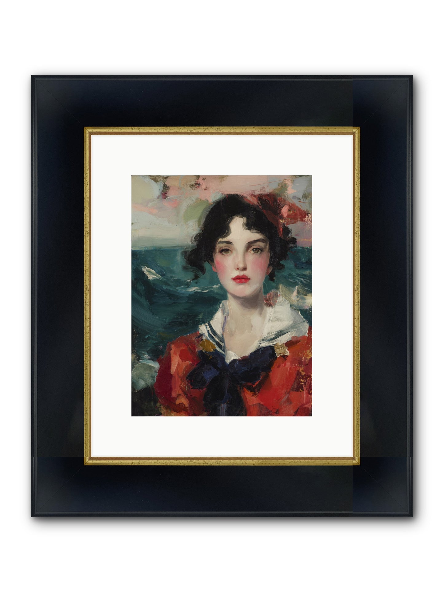 Written In Her Stare Framed Print - Wide Black w/Gold 9x12