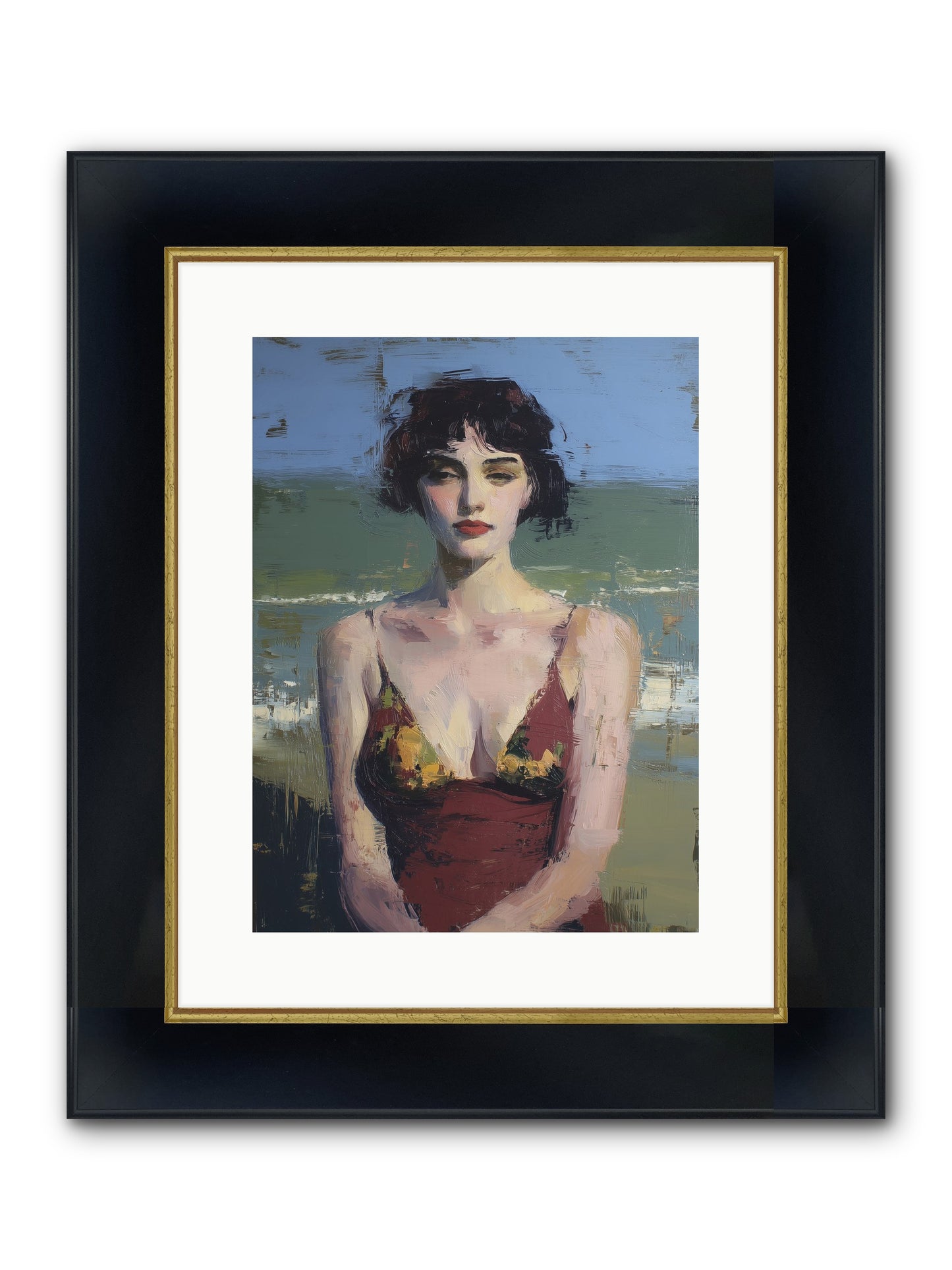 Written In Sand Framed Print - Wide Black w/Gold 12x16