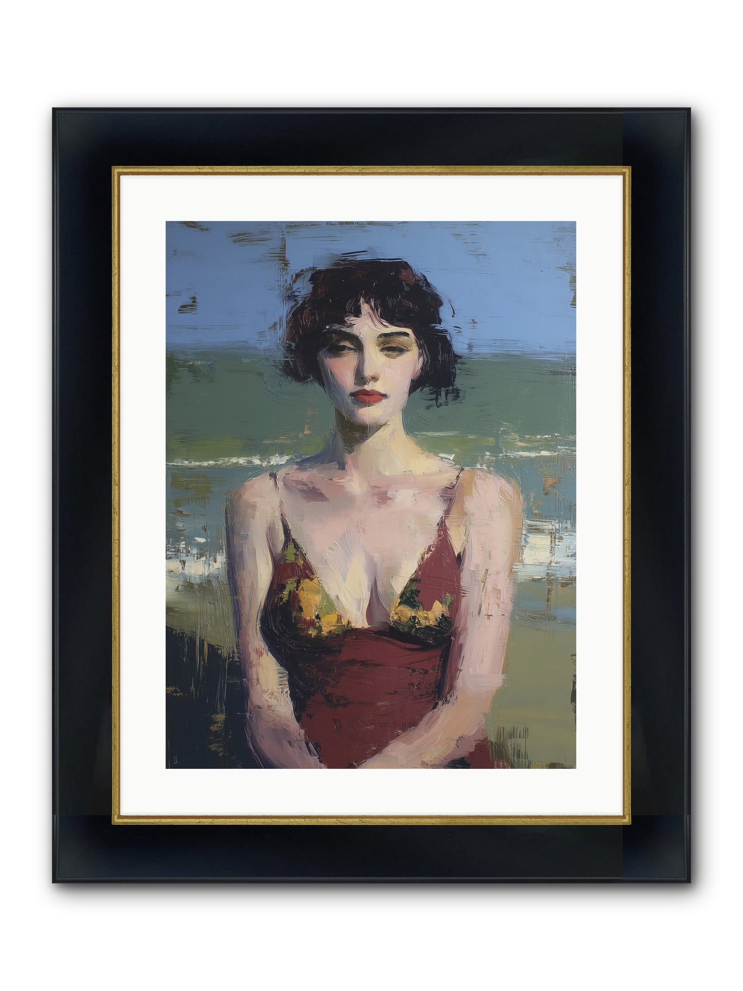 Written In Sand Framed Print - Wide Black w/Gold 18x24