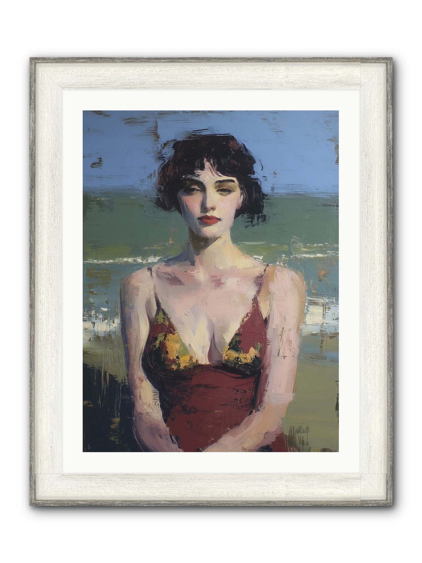 Written In Sand Framed Print - Driftwood White 24x32