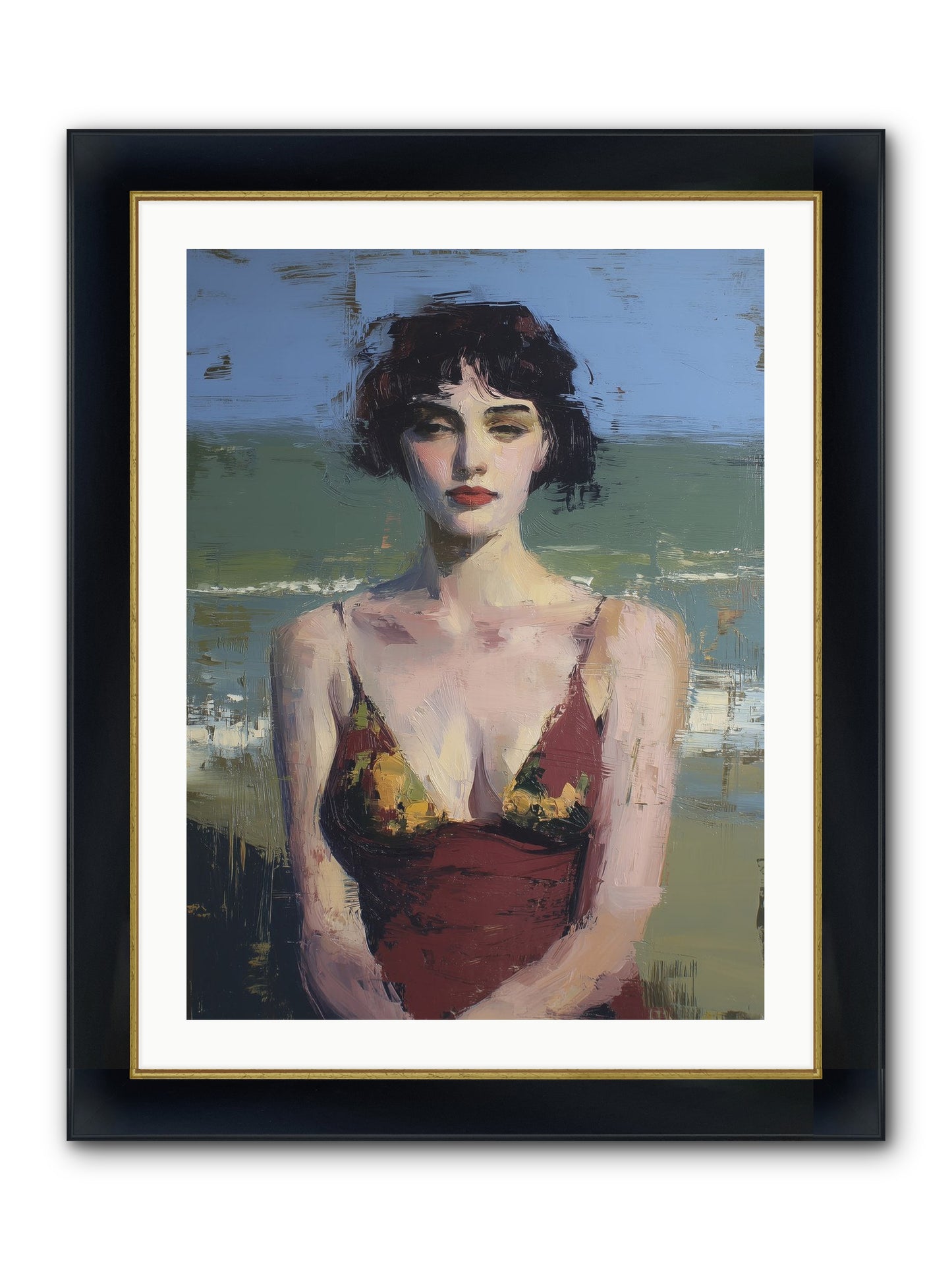 Written In Sand Framed Print - Wide Black w/Gold 24x32