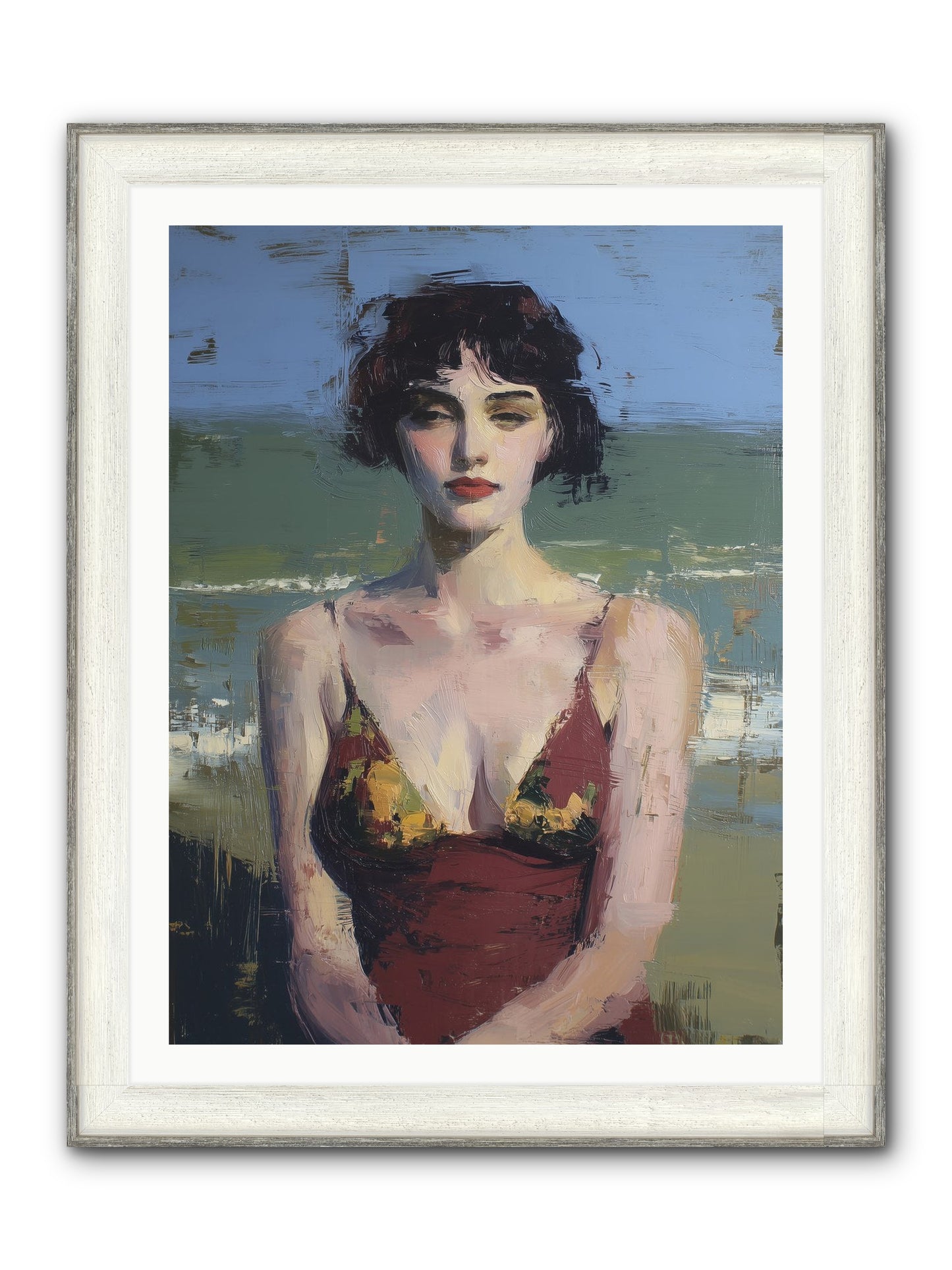 Written In Sand Framed Print - Driftwood White 30x40