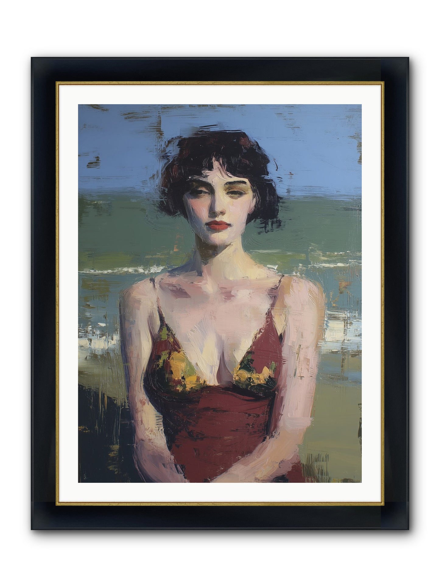 Written In Sand Framed Print - Wide Black w/Gold 30x40