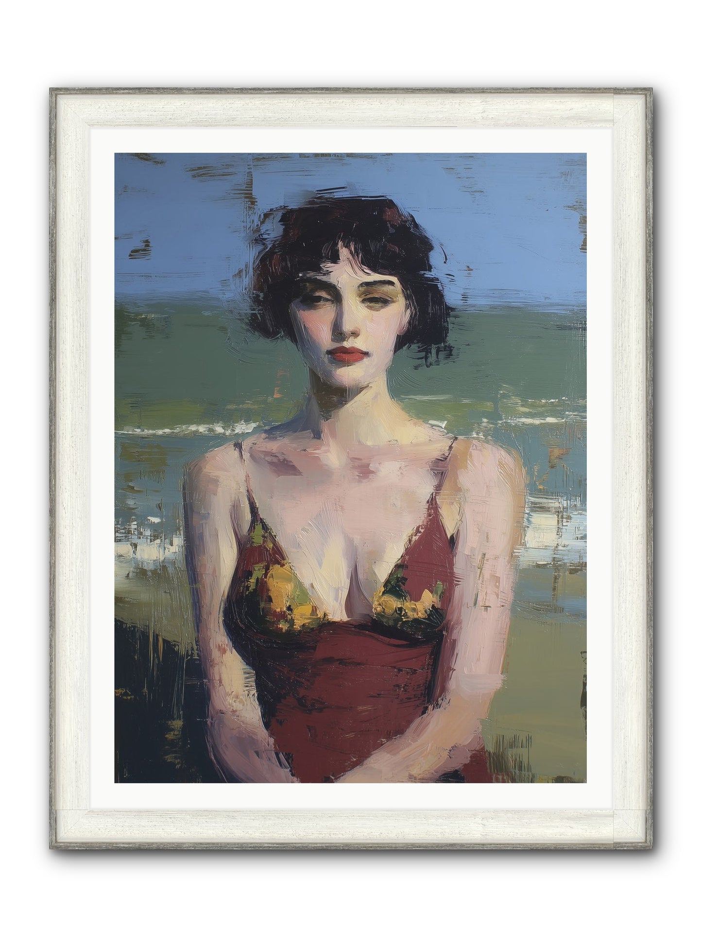 Written In Sand Framed Print - Driftwood White 36x48