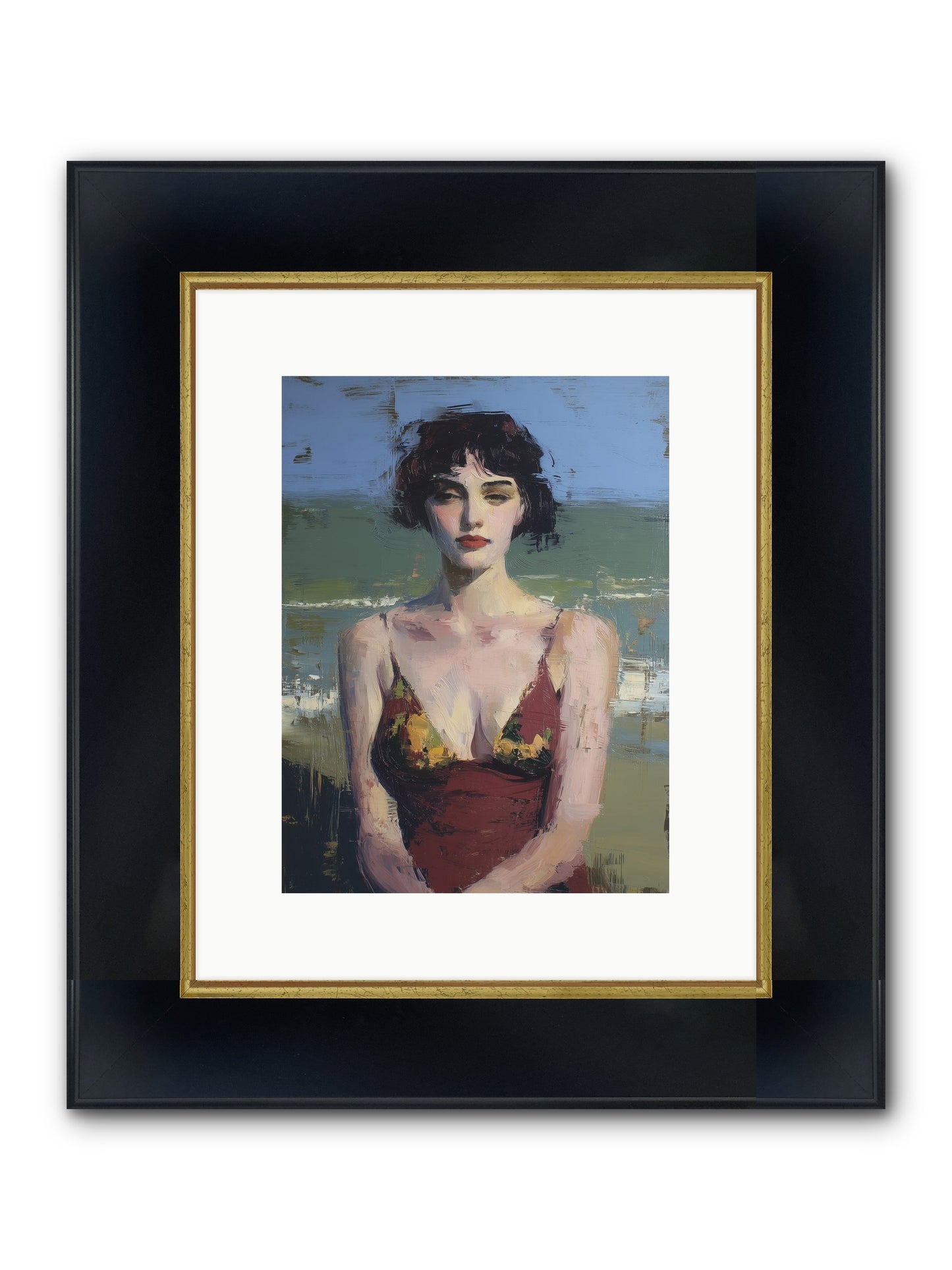 Written In Sand Framed Print - Wide Black w/Gold 9x12