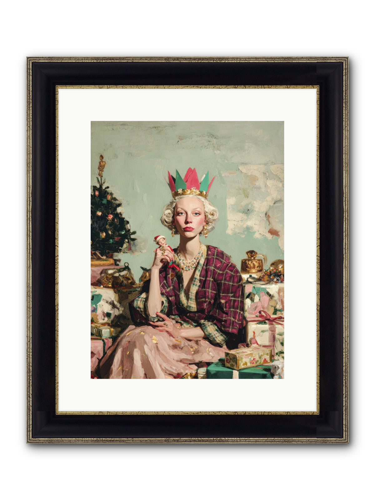 Yuletide Empress Framed Print - Black & Gold 12x16