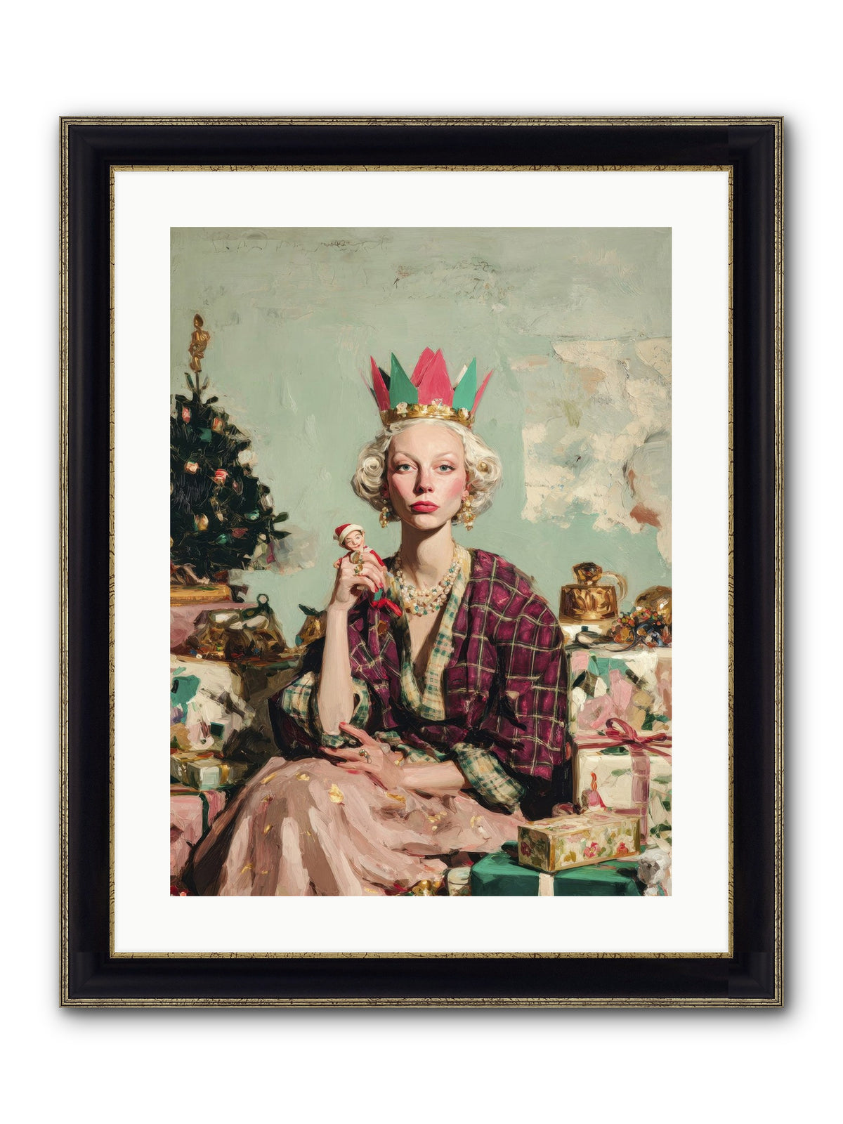 Yuletide Empress Framed Print - Black & Gold 18x24