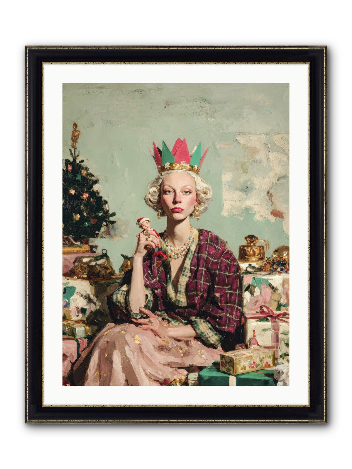 Yuletide Empress Framed Print - Black & Gold 24x32