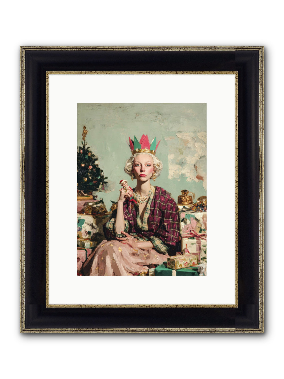 Yuletide Empress Framed Print - Black & Gold 9x12