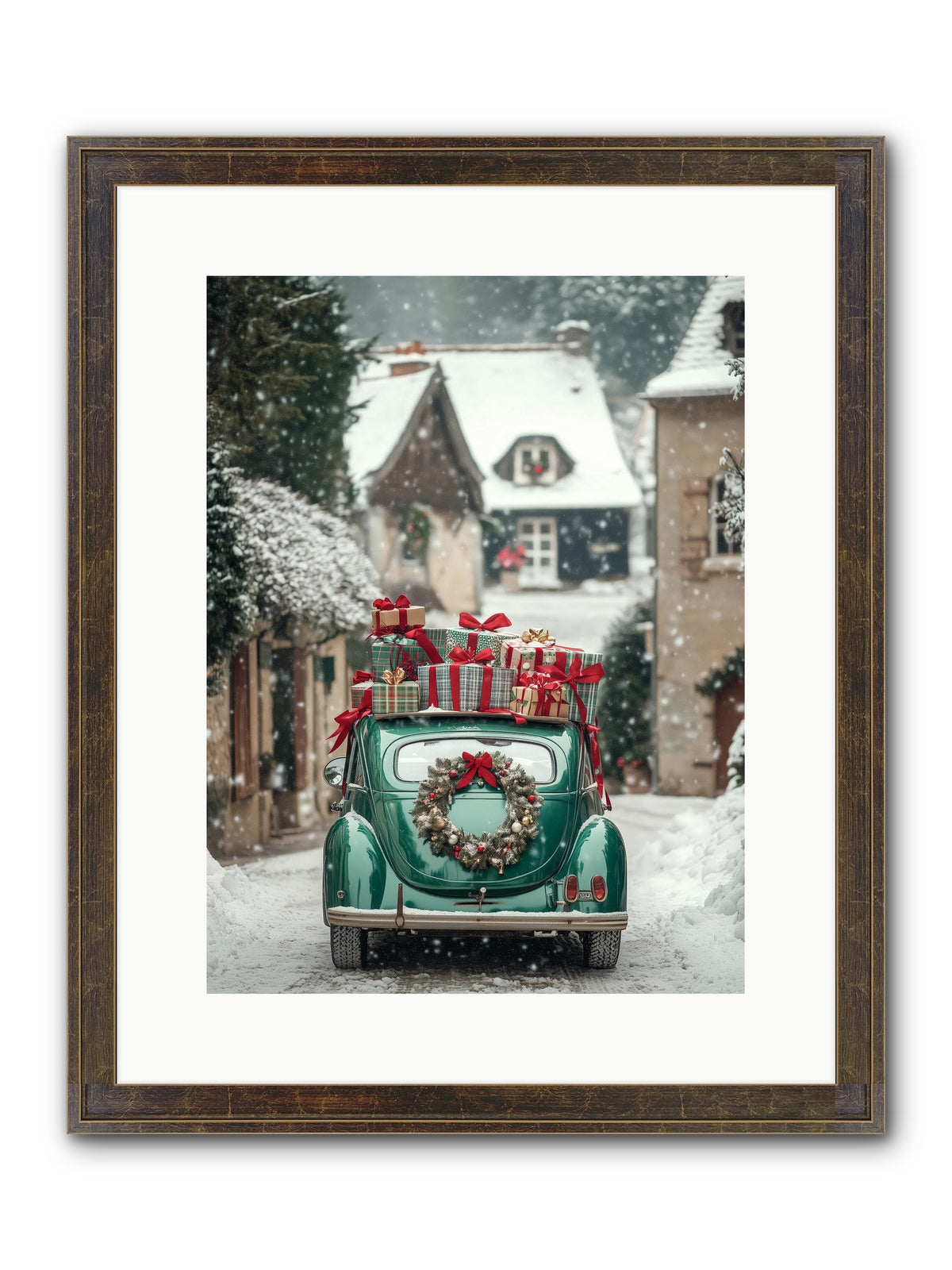 Yuletide Wheels Framed Print - Slimwoods Black/Gold 12x16